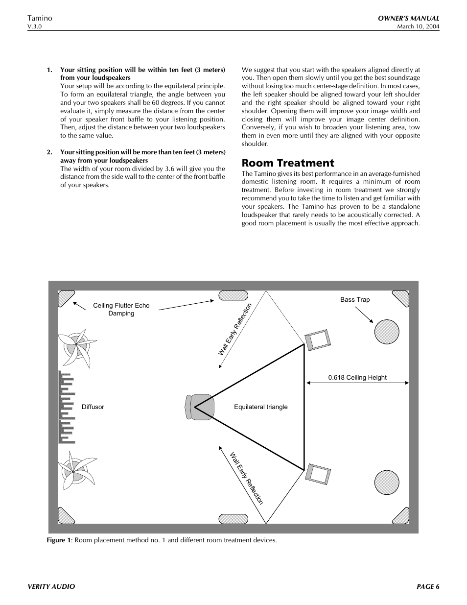 Room treatment | Verity Audio Tamino User Manual | Page 6 / 11