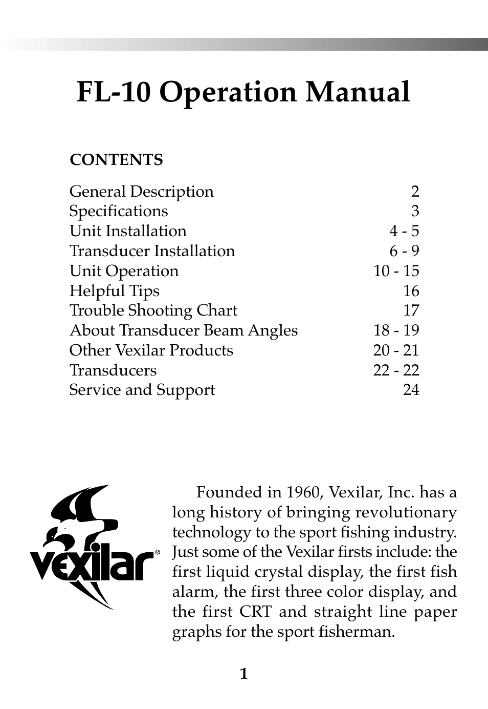 Vexilar FL-10 User Manual | 24 pages