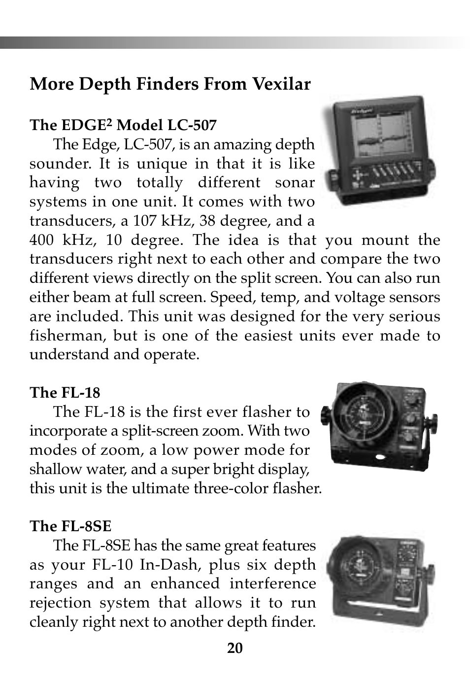 More depth finders from vexilar | Vexilar FL-10 User Manual | Page 20 / 24