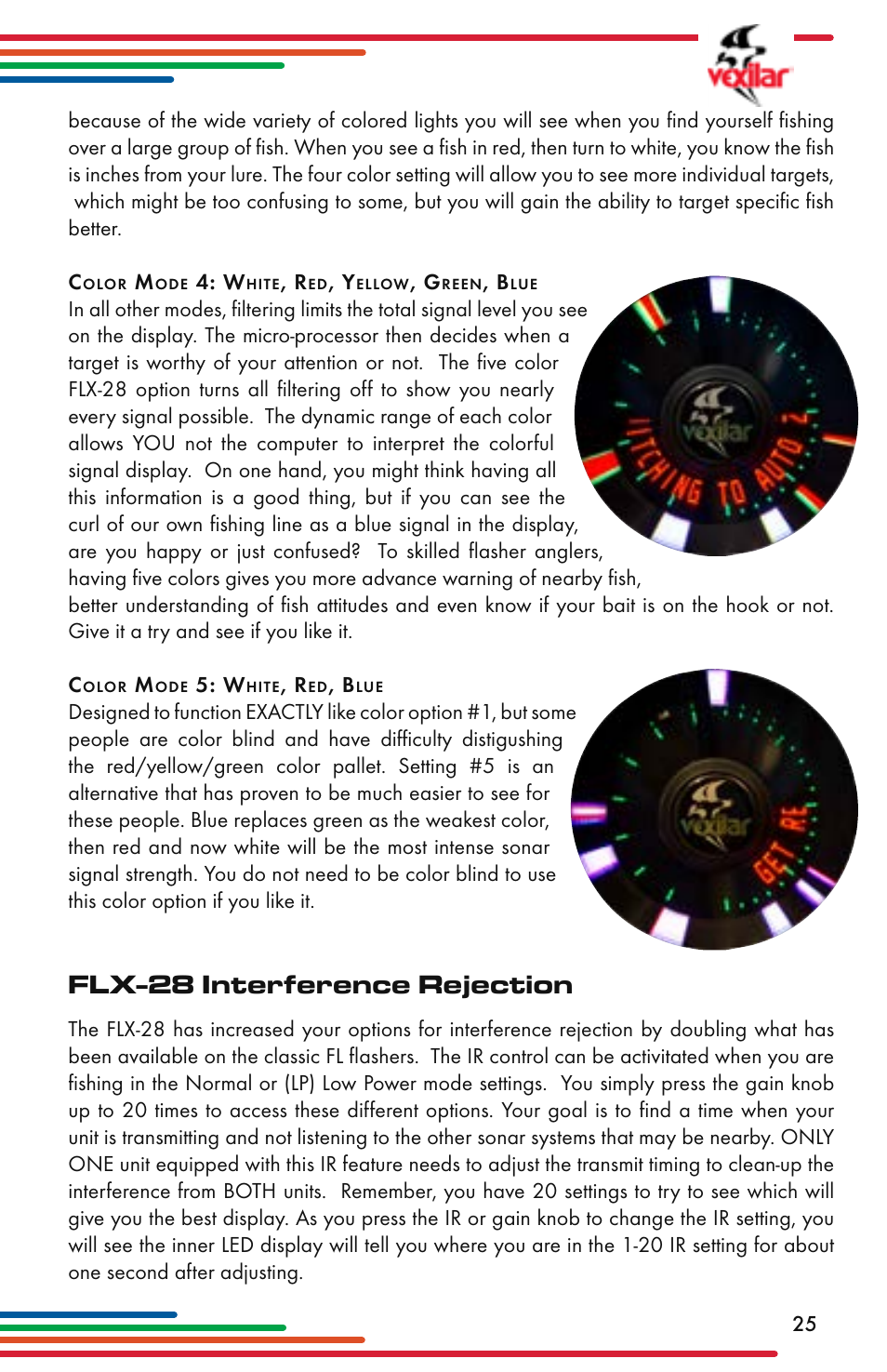 Flx-28 interference rejection | Vexilar Flasher Family 2013 User Manual | Page 25 / 64