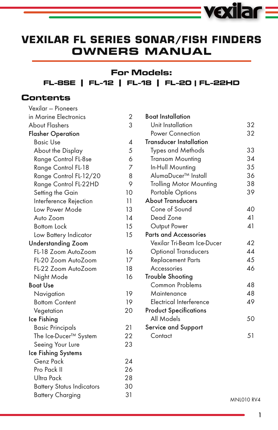 Vexilar FL-22 User Manual | 52 pages