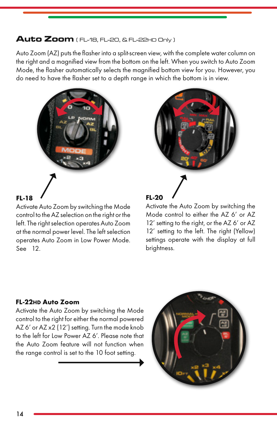 Auto zoom | Vexilar FL-22 User Manual | Page 14 / 52