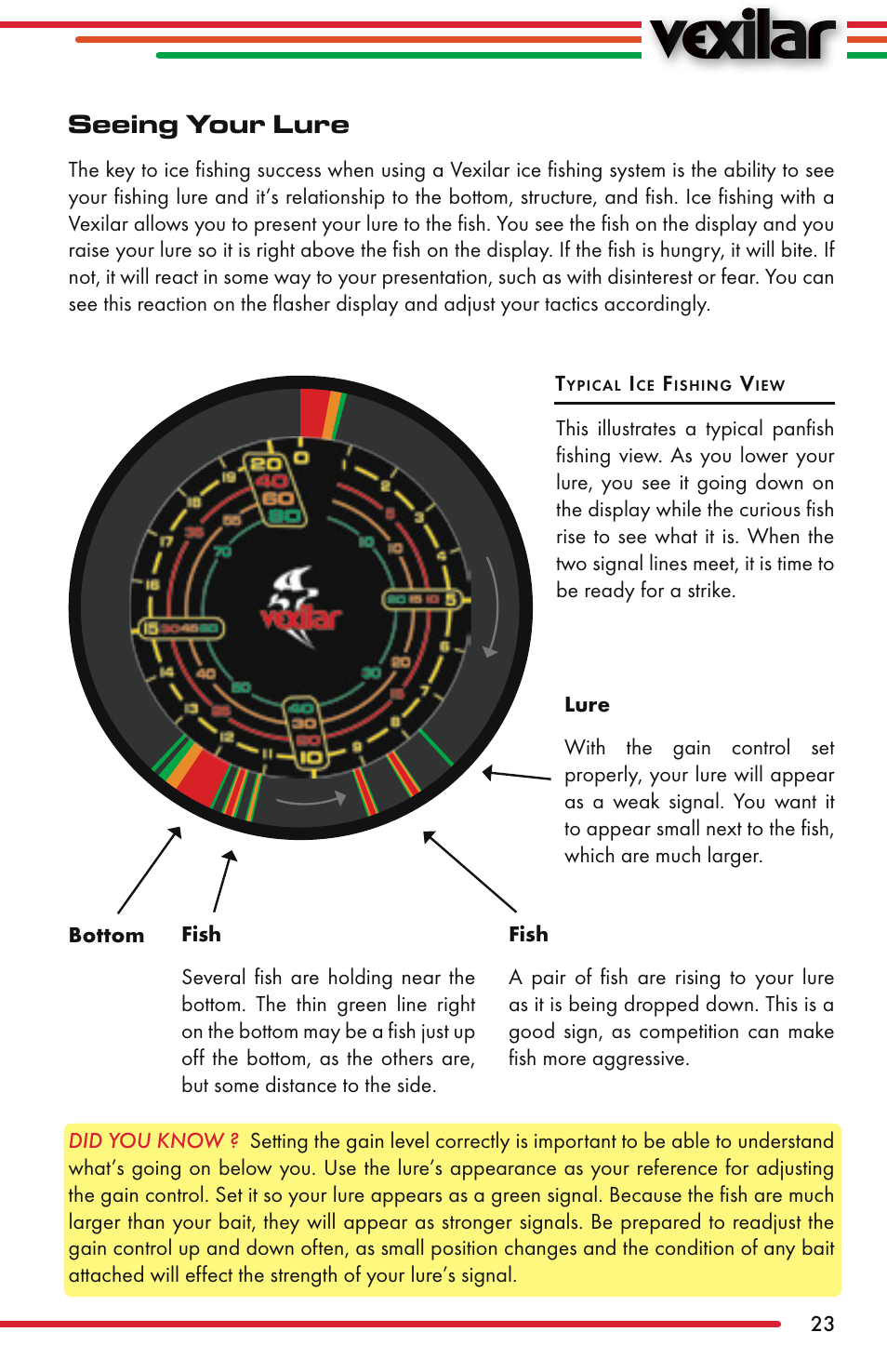 Seeing your lure | Vexilar FL-22 User Manual | Page 23 / 52