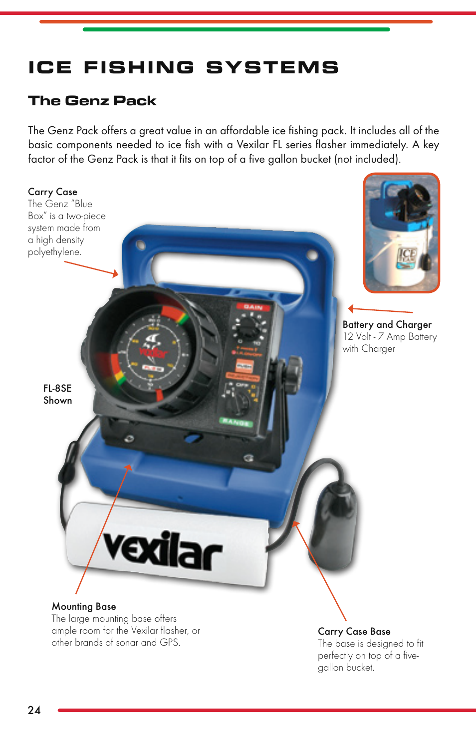 Ice fishing systems, The genz pack | Vexilar FL-22 User Manual | Page 24 / 52