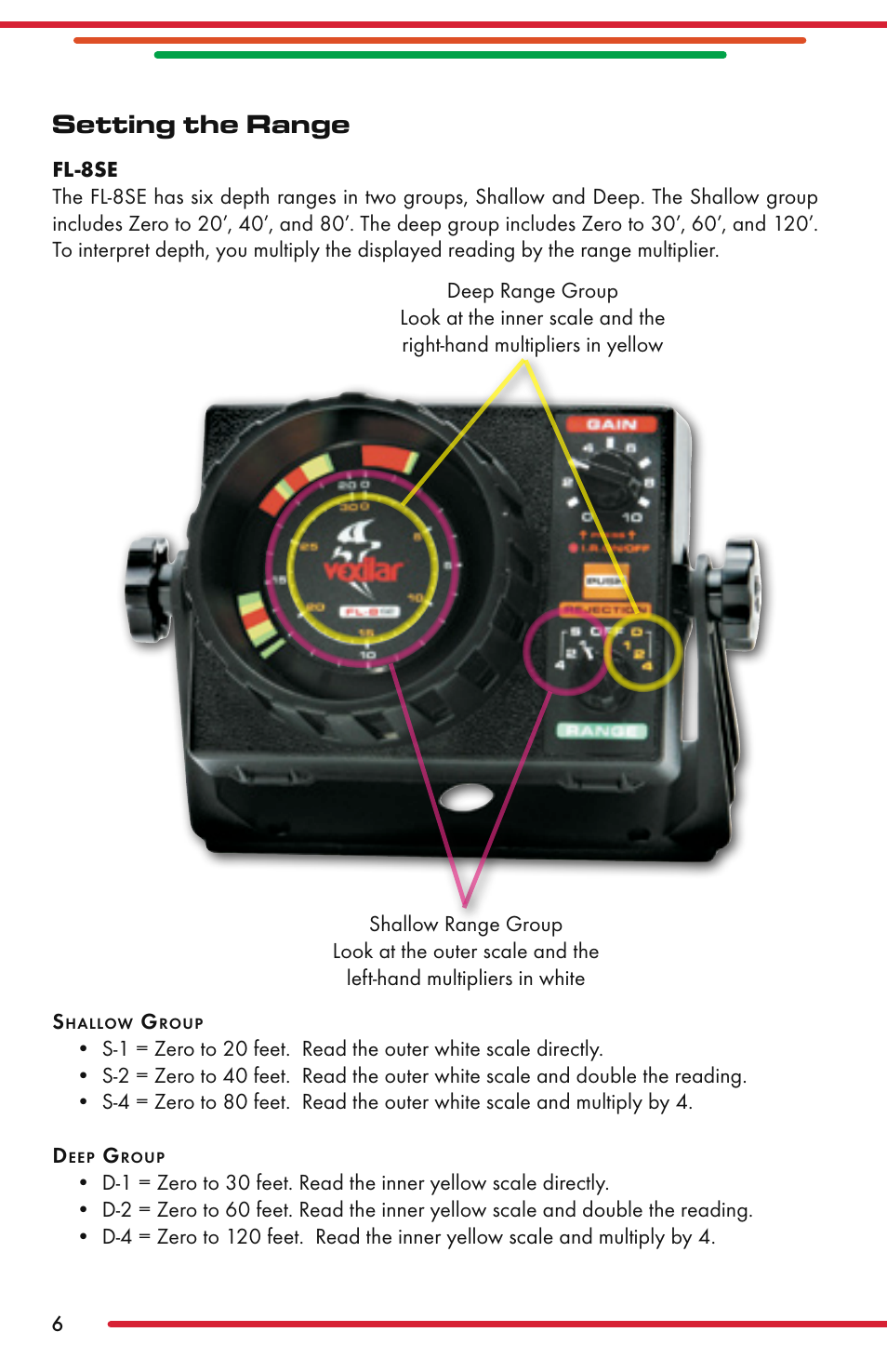 Setting the range | Vexilar FL-22 User Manual | Page 6 / 52