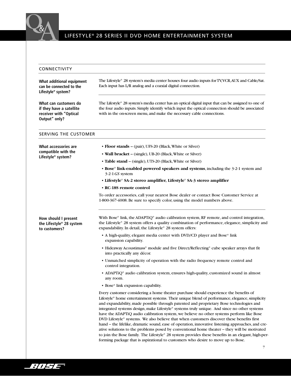 Bose 28 SERIES User Manual | Page 7 / 7