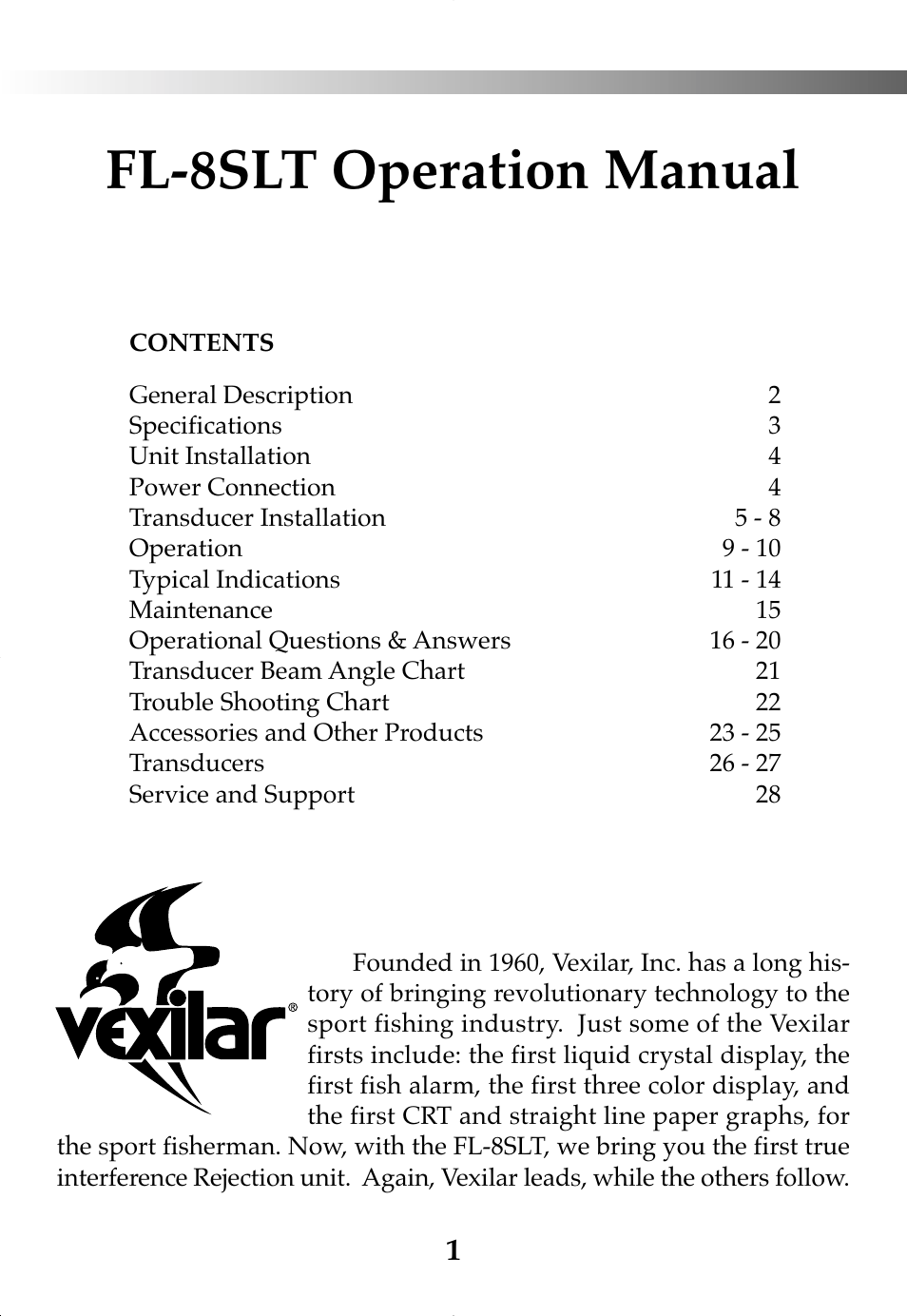 Vexilar FL-8SLT User Manual | 28 pages