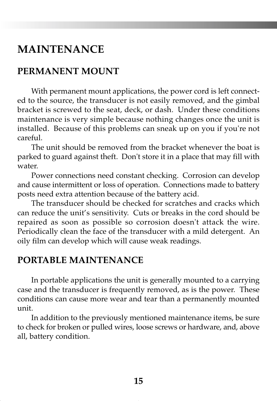 Maintenance | Vexilar FL-8SLT User Manual | Page 15 / 28