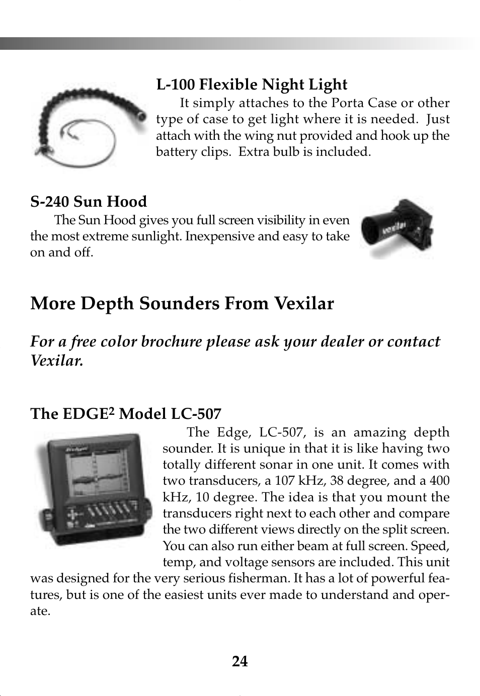 More depth sounders from vexilar | Vexilar FL-8SLT User Manual | Page 24 / 28