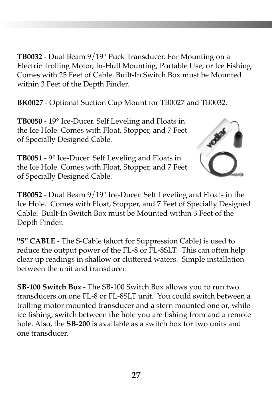 Vexilar FL-8SLT User Manual | Page 27 / 28
