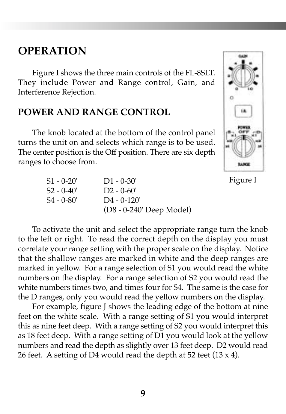 Operation, Power and range control | Vexilar FL-8SLT User Manual | Page 9 / 28