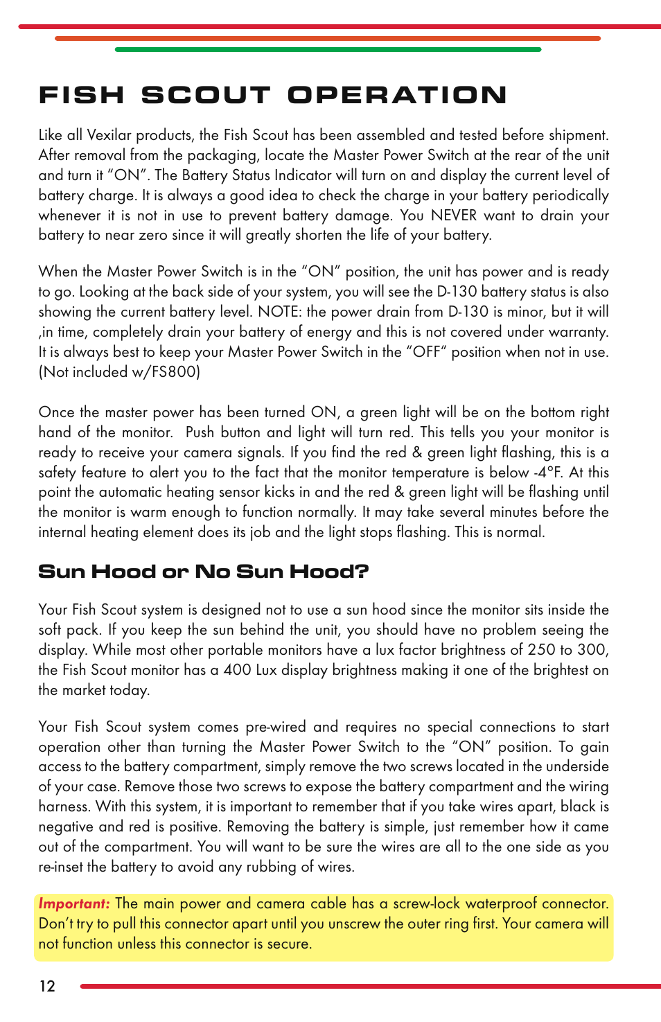 Fish scout operation | Vexilar Fish Scout 2013 User Manual | Page 12 / 28
