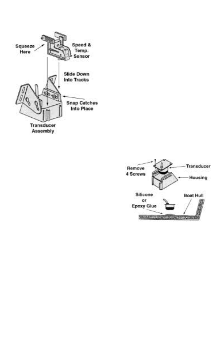 8attaching the sensor assembly, In-hull mounting | Vexilar LC-507 User Manual | Page 8 / 34