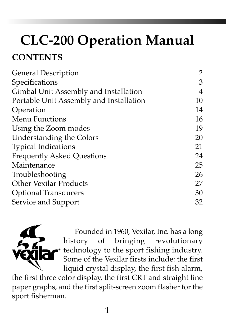 Vexilar CLC-200 User Manual | 32 pages