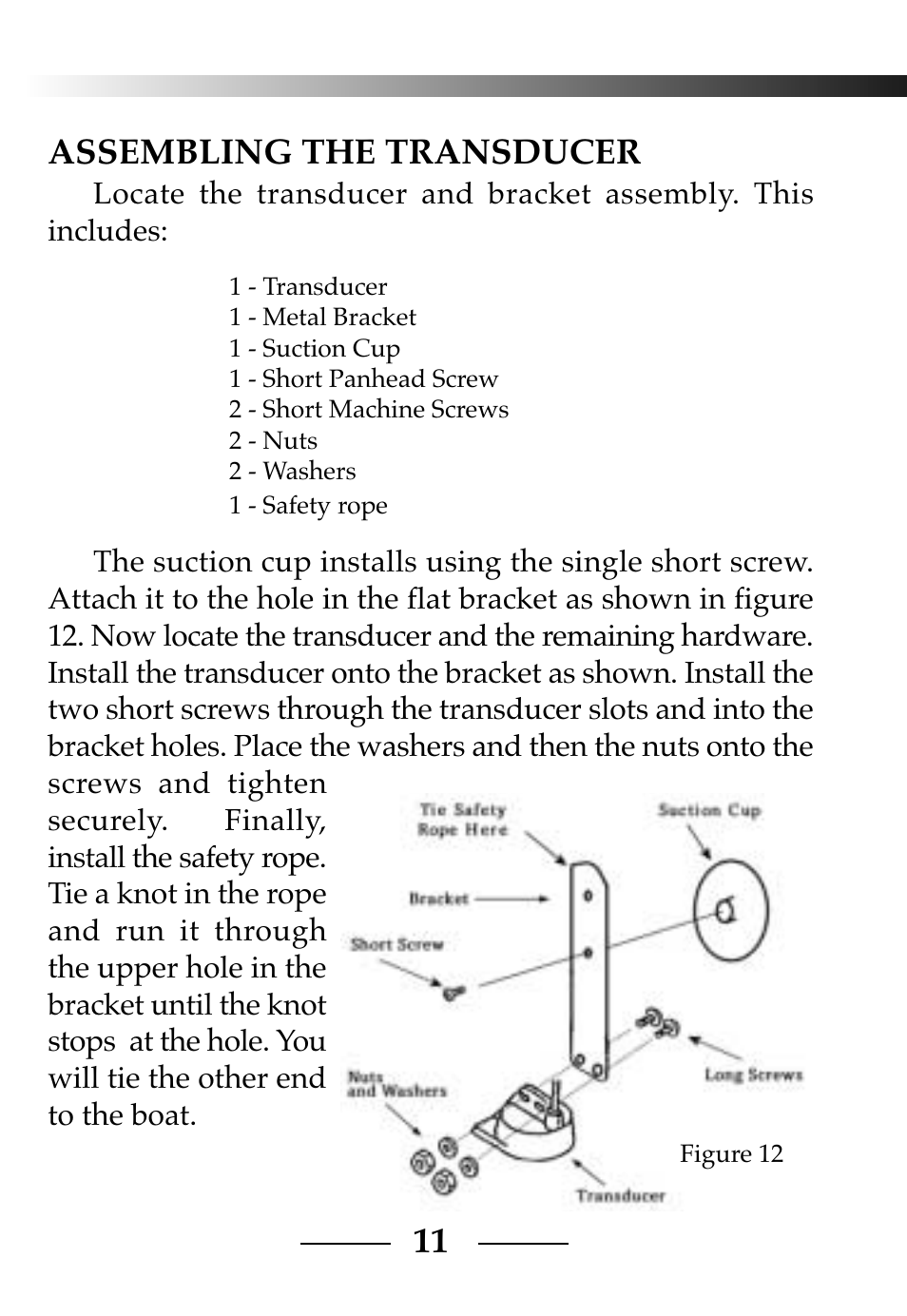Assembling the transducer | Vexilar CLC-200 User Manual | Page 11 / 32