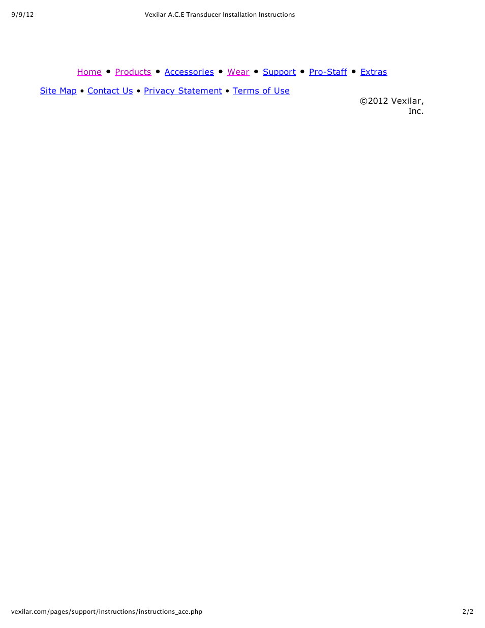 Vexilar A.C.E Transducer User Manual | Page 2 / 2
