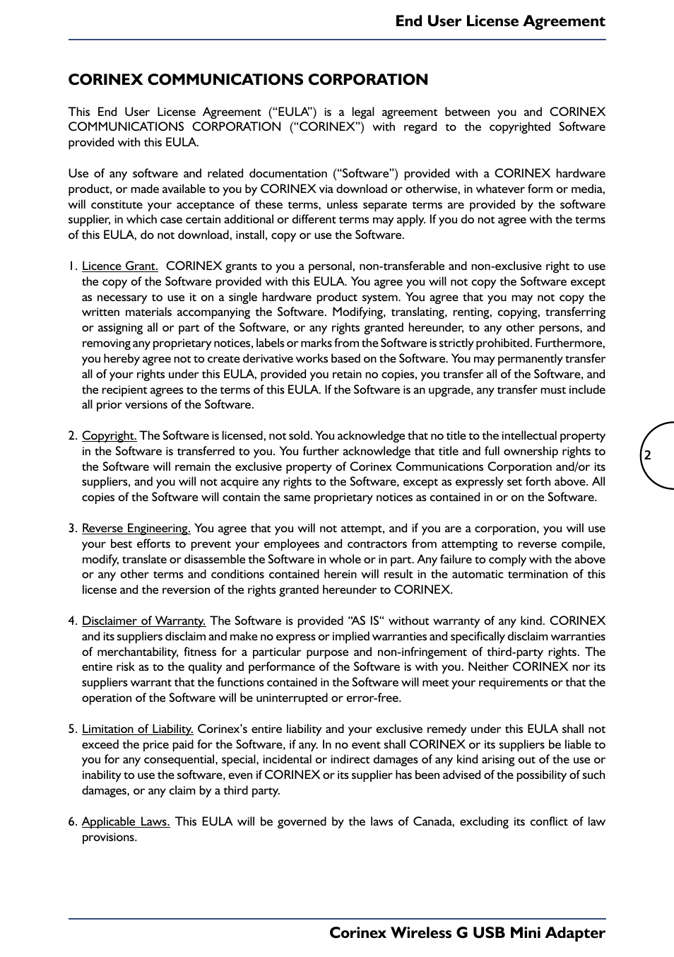 Eula | Corinex Global ETS 300-826 User Manual | Page 5 / 38