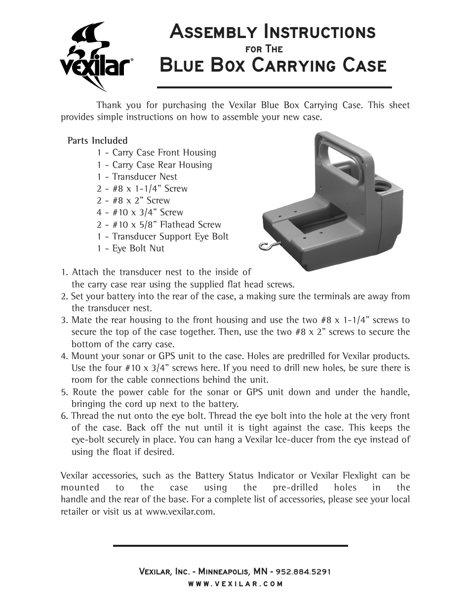 Vexilar Blue Box Carrying Case User Manual | 1 page