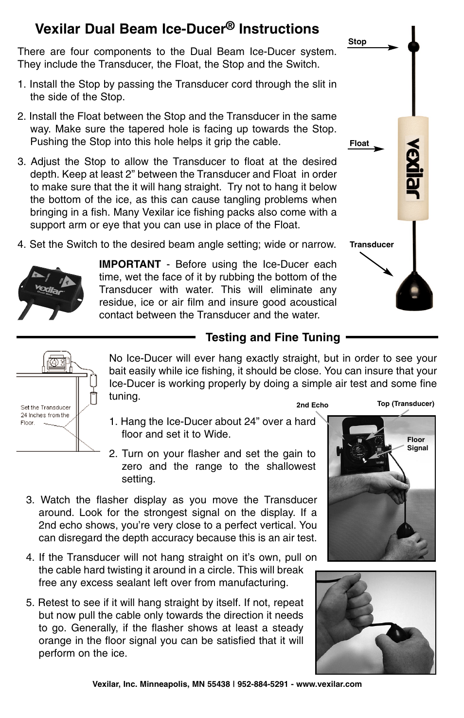 Vexilar Dual Beam Ice-Ducer User Manual | 1 page