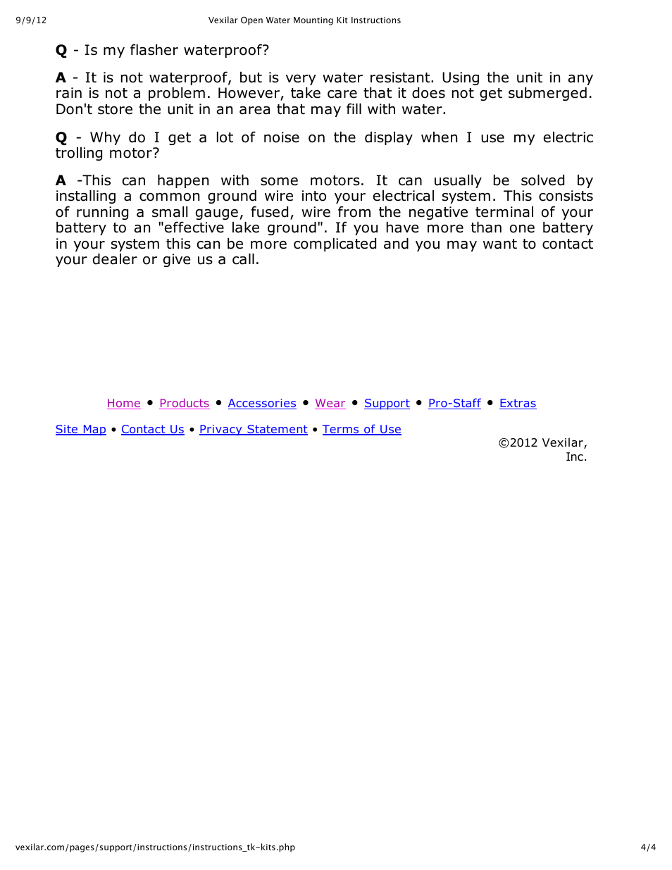 Vexilar Open Water Mounting Kit User Manual | Page 4 / 4