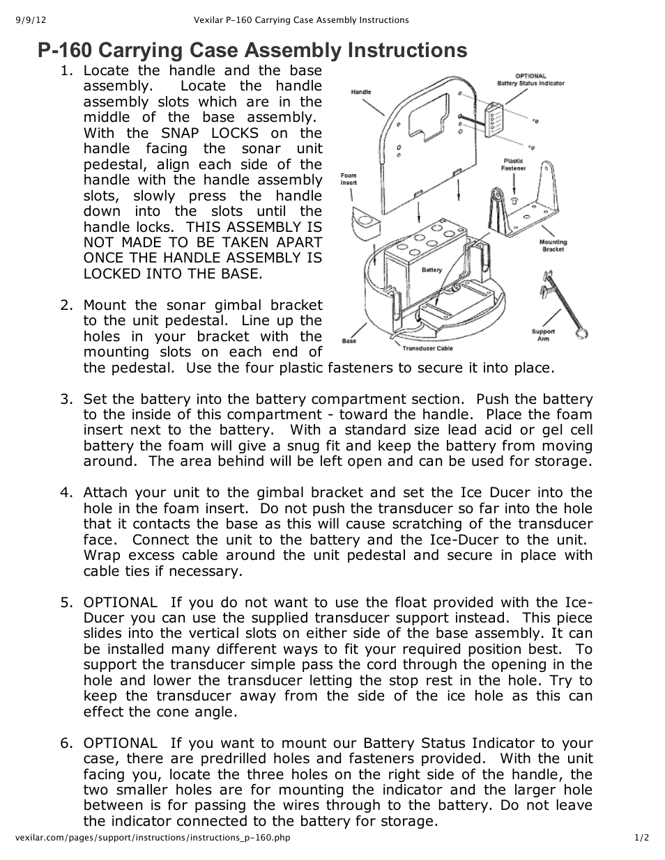 Vexilar P-160 User Manual | 2 pages