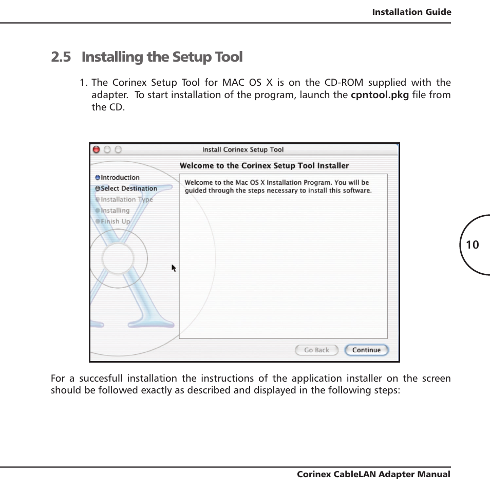 5 installing the setup tool | Corinex Global MAC OS X User Manual | Page 13 / 35