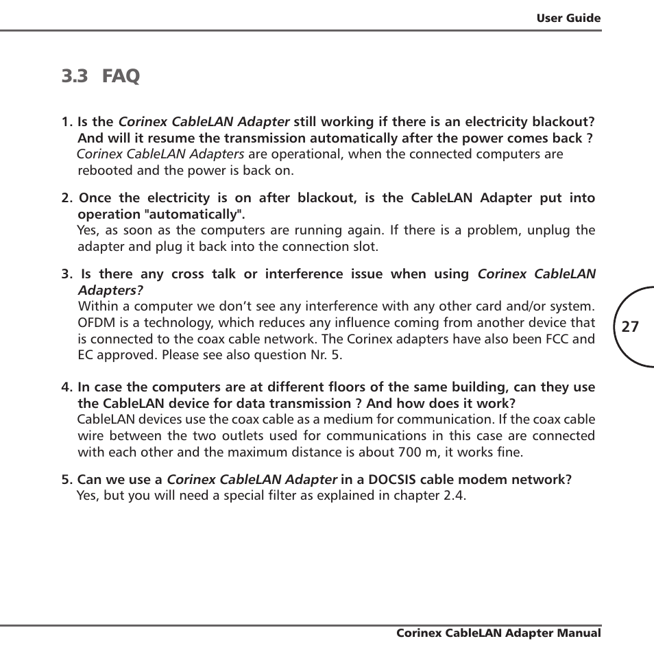 3 faq | Corinex Global MAC OS X User Manual | Page 30 / 35