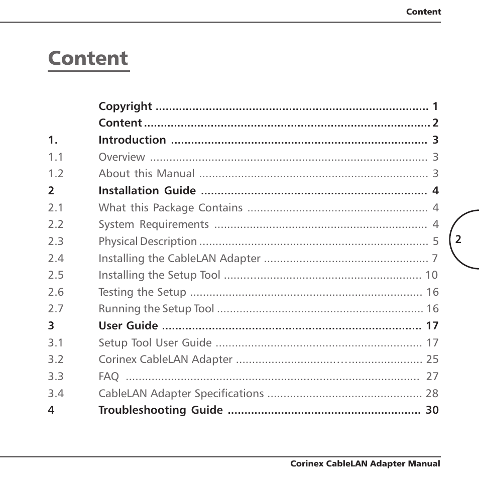 Content | Corinex Global MAC OS X User Manual | Page 5 / 35