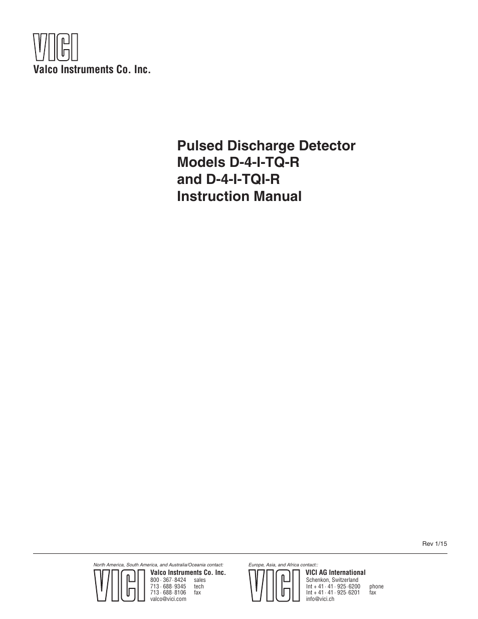 VICI D-4-I-TQ-R User Manual | 22 pages