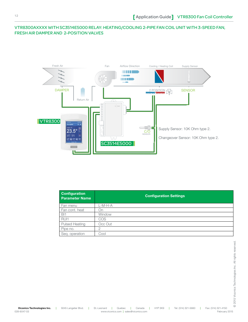 Vtr8300, Vtr8300 fan coil controller application guide | Viconics VTR8300 Line Voltage Application Guide User Manual | Page 12 / 23