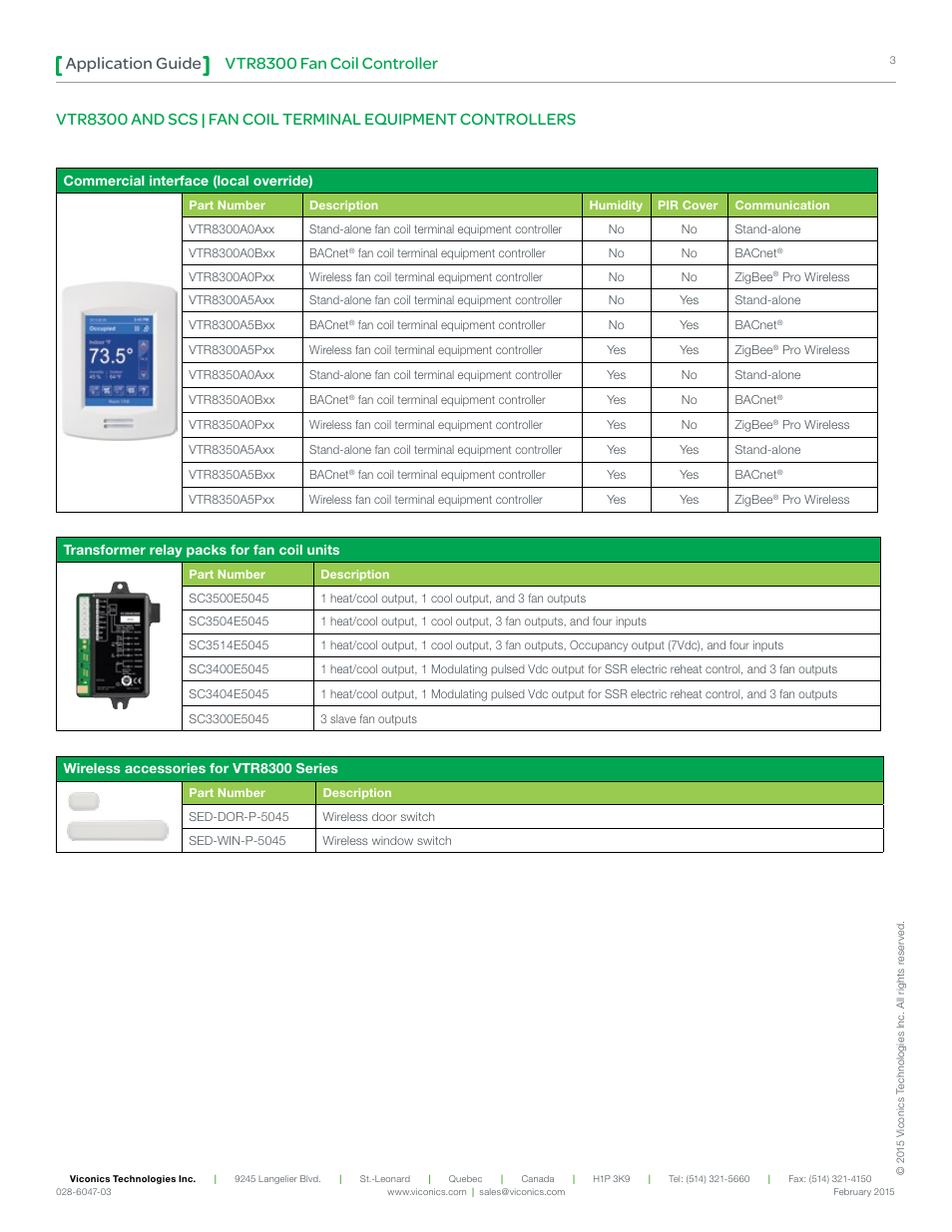 Vtr8300 fan coil controller application guide | Viconics VTR8300 Line Voltage Application Guide User Manual | Page 3 / 23