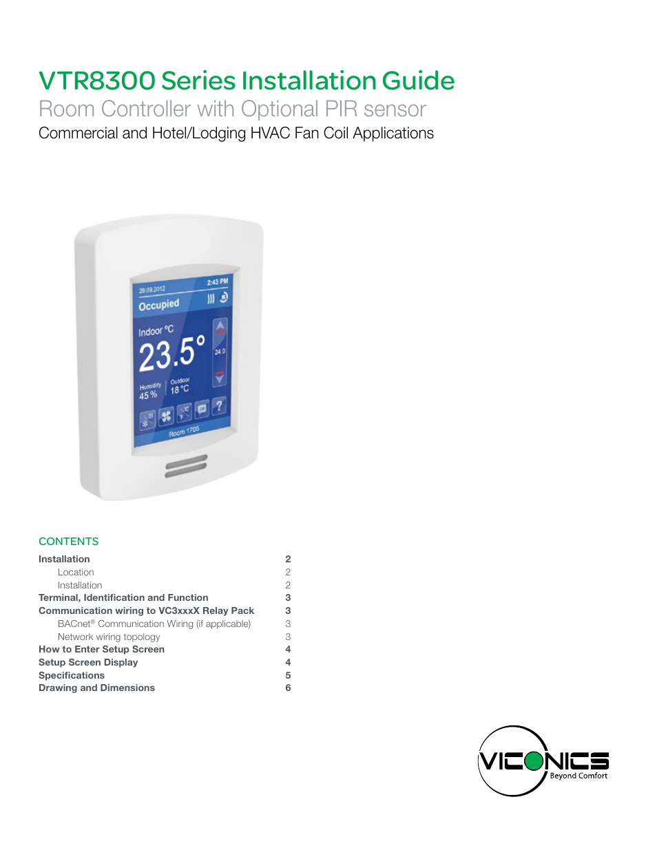 Viconics VTR8300 Line Voltage Installation Guide User Manual | 7 pages