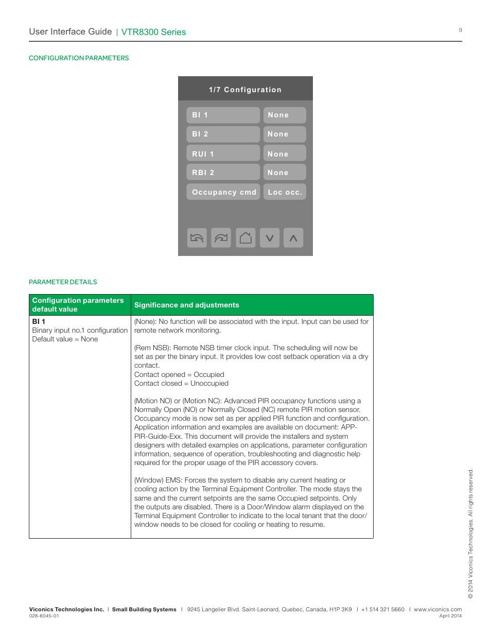 Vtr8300 series, User interface guide | Viconics VTR8300 Line Voltage User Interface Guide User Manual | Page 9 / 32