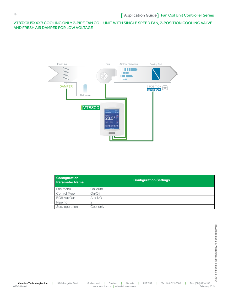 Vt8300, Fan coil unit controller series application guide | Viconics VT8300 Low Voltage Application Guide User Manual | Page 26 / 64