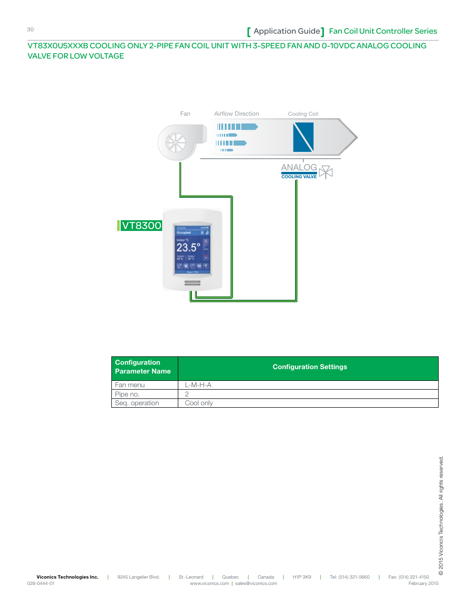 Vt8300, Fan coil unit controller series application guide, Analog | Viconics VT8300 Low Voltage Application Guide User Manual | Page 30 / 64