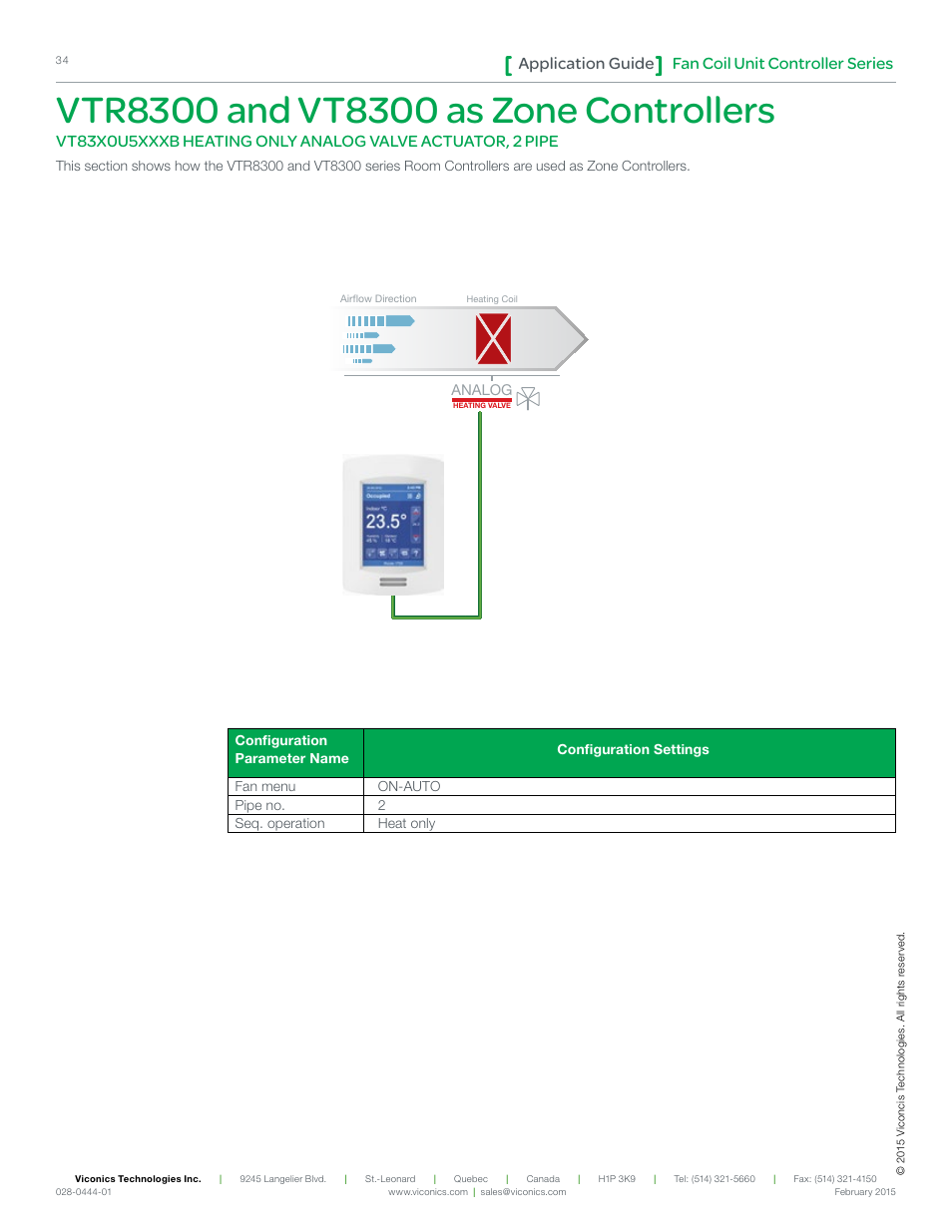 Fan coil unit controller series application guide | Viconics VT8300 Low Voltage Application Guide User Manual | Page 34 / 64