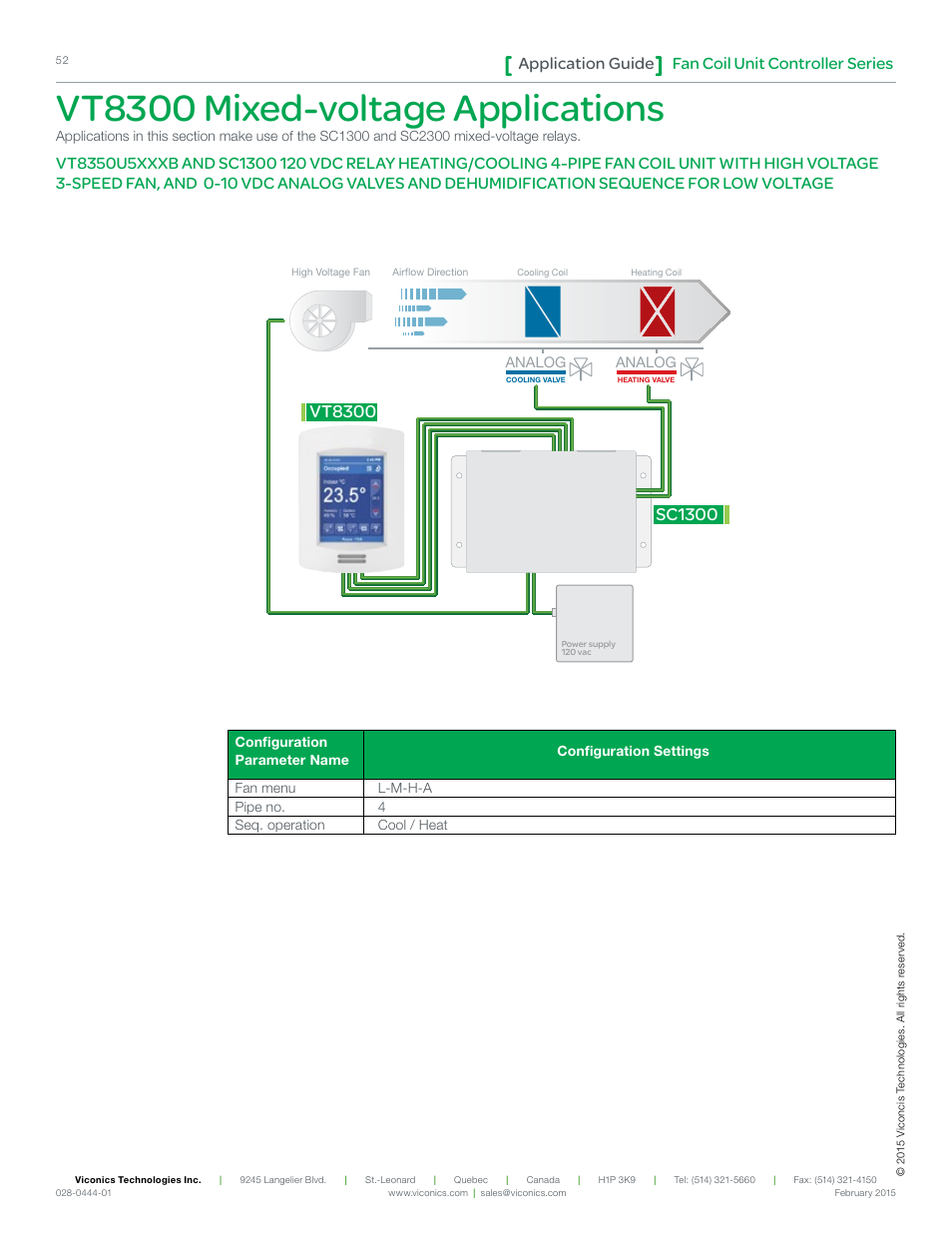 Vt8300 mixed-voltage applications, Sc1300, Vt8300 | Fan coil unit controller series application guide | Viconics VT8300 Low Voltage Application Guide User Manual | Page 52 / 64