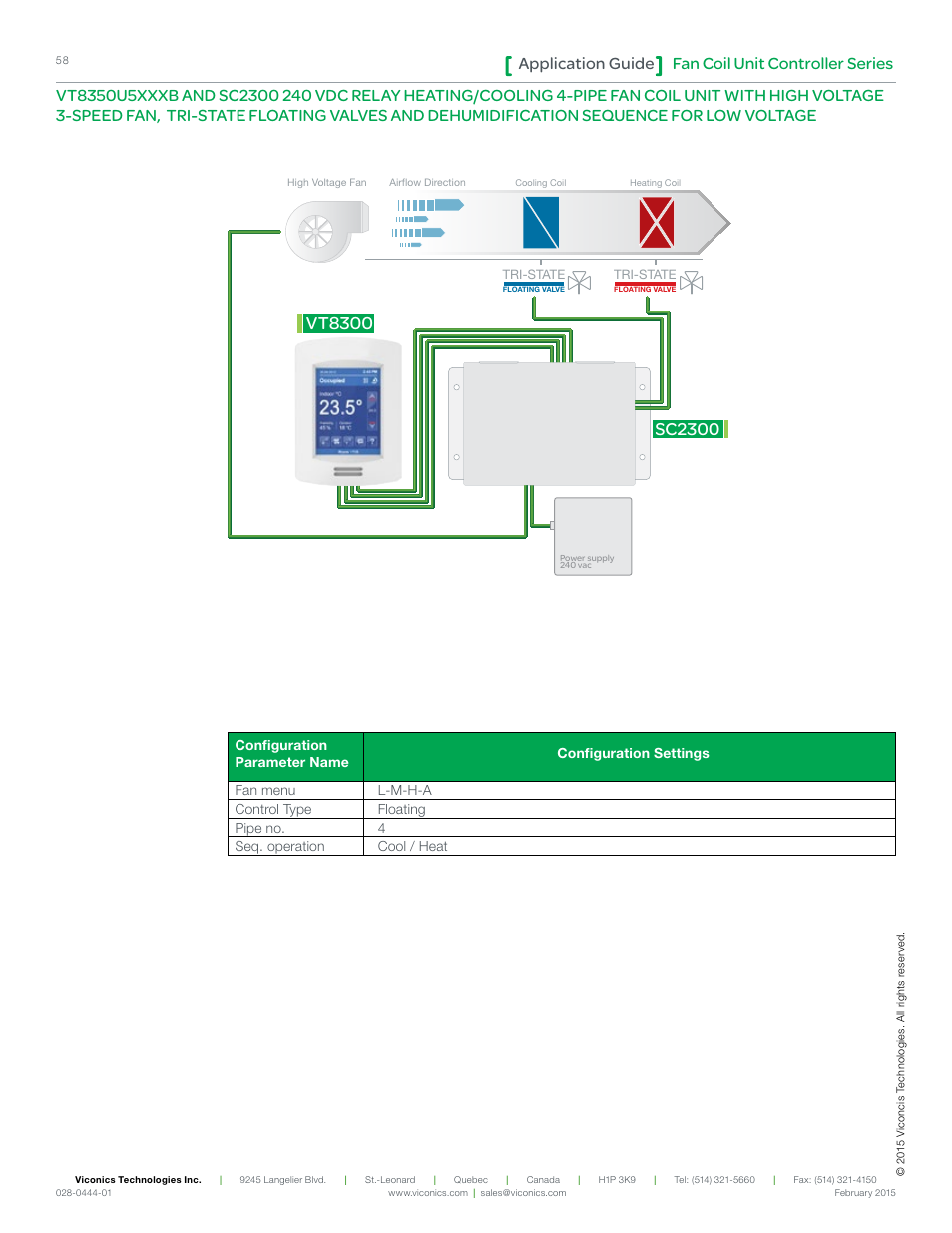 Fan coil unit controller series application guide | Viconics VT8300 Low Voltage Application Guide User Manual | Page 58 / 64