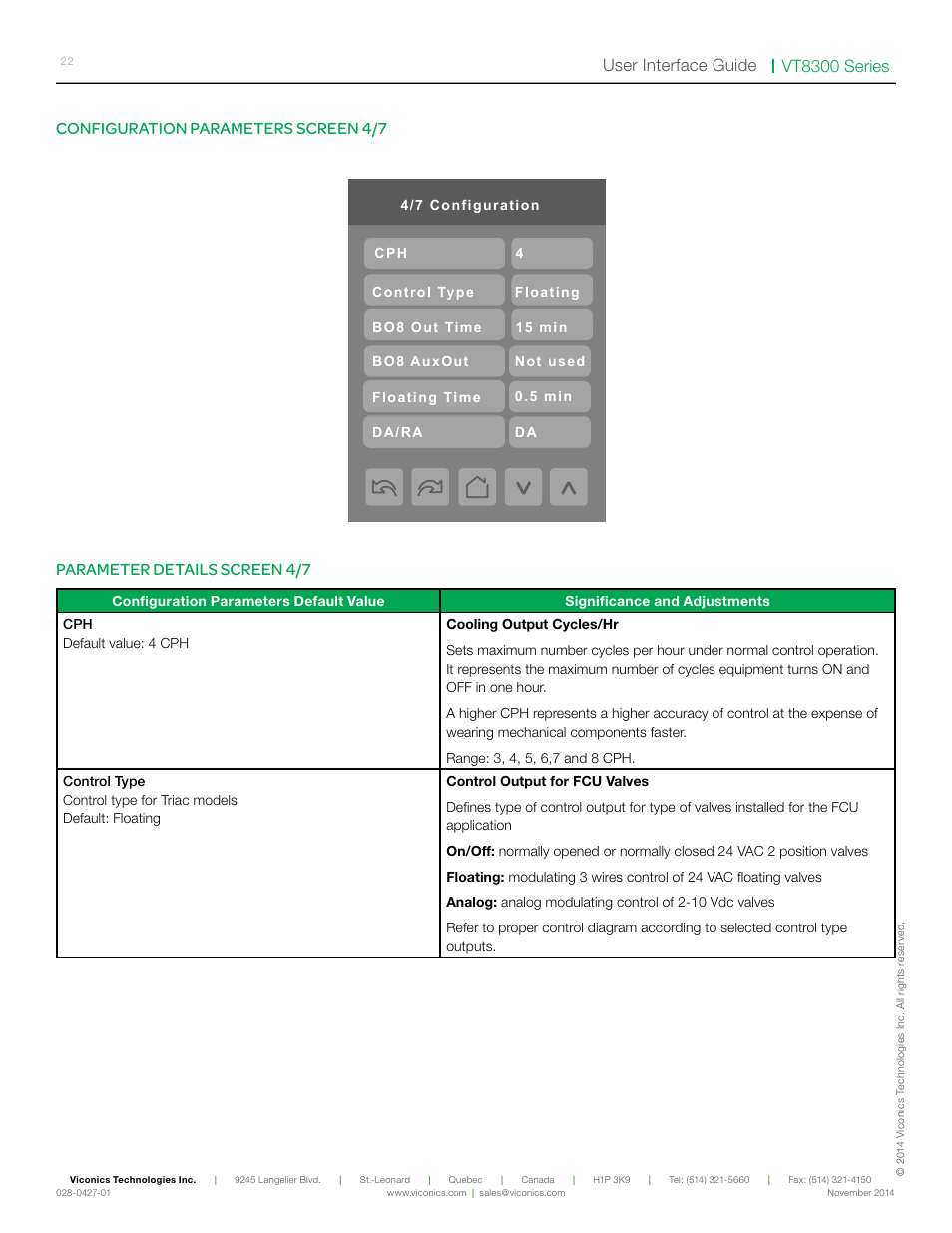 Vt8300 series user interface guide | Viconics VT8300 Low Voltage User Interface Guide User Manual | Page 22 / 45