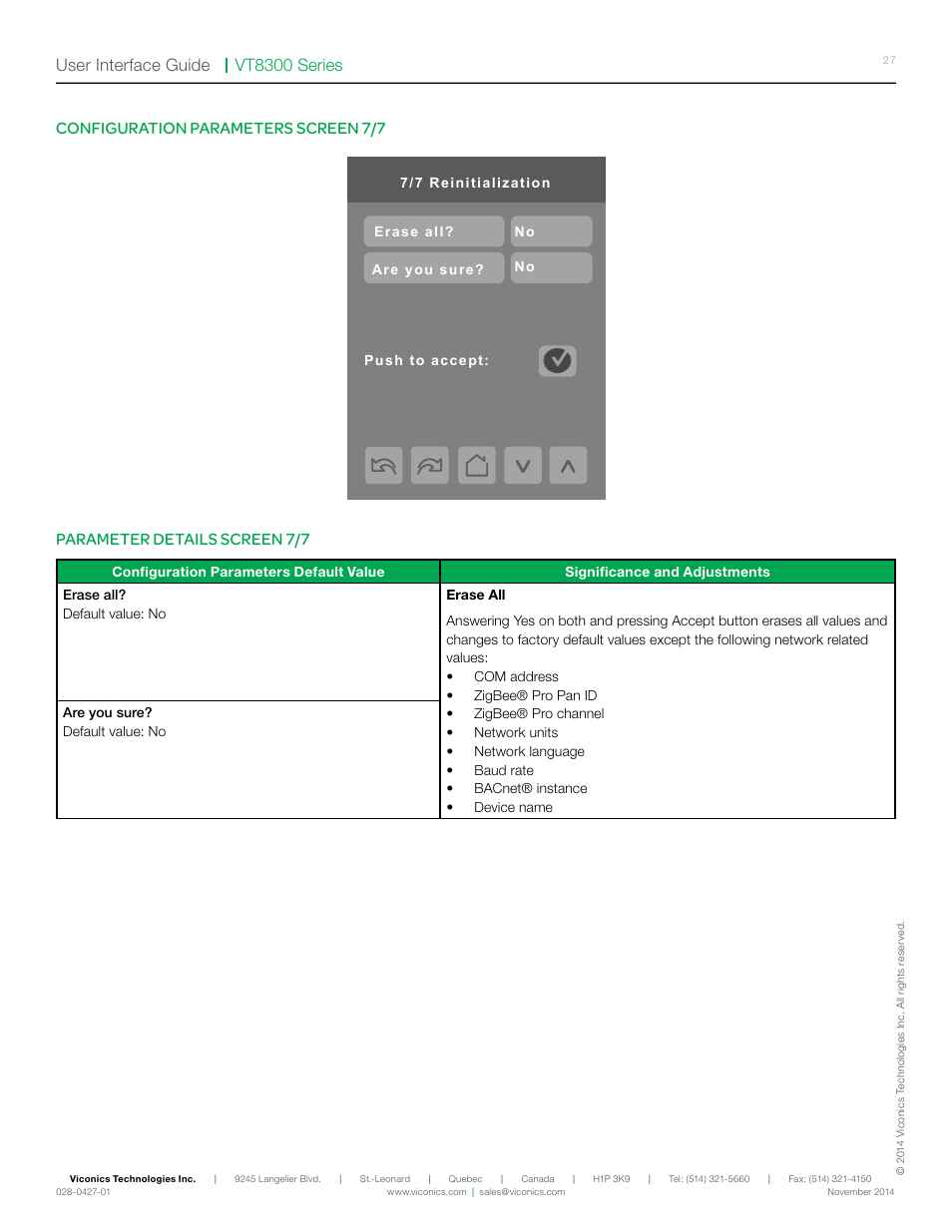Vt8300 series user interface guide | Viconics VT8300 Low Voltage User Interface Guide User Manual | Page 27 / 45
