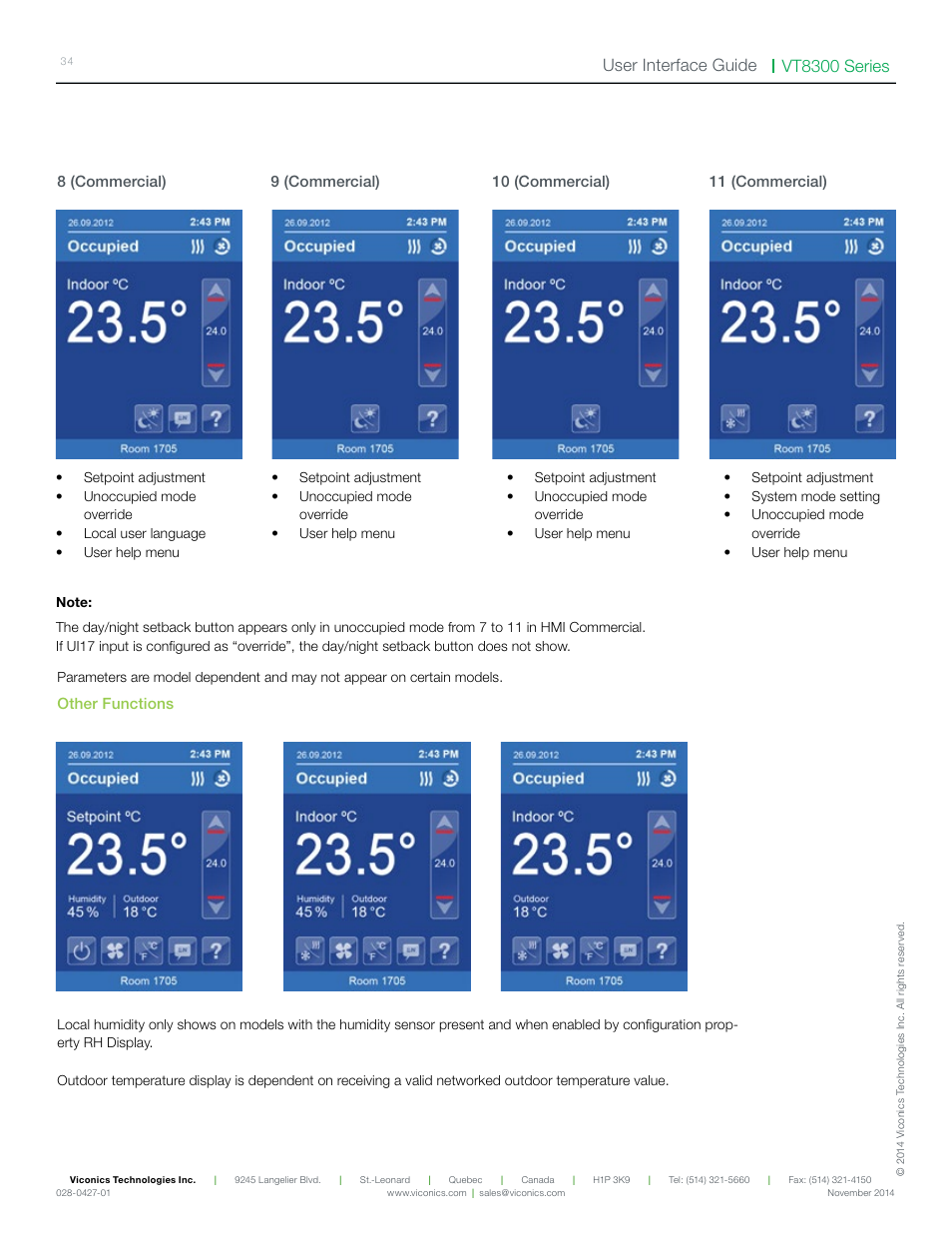 Vt8300 series user interface guide | Viconics VT8300 Low Voltage User Interface Guide User Manual | Page 34 / 45