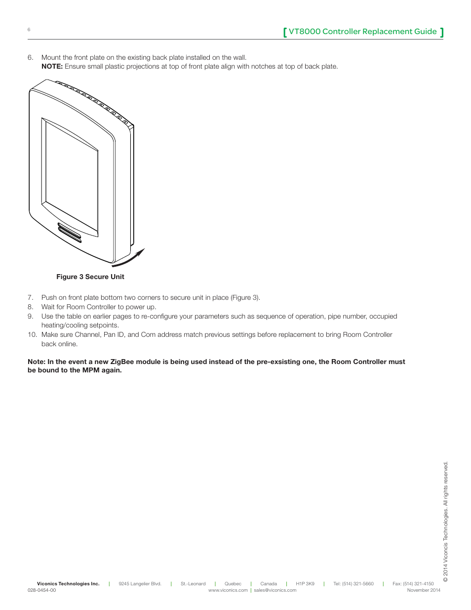 Vt8000 controller replacement guide | Viconics VT8000 Series Device Replacement Guide User Manual | Page 6 / 7