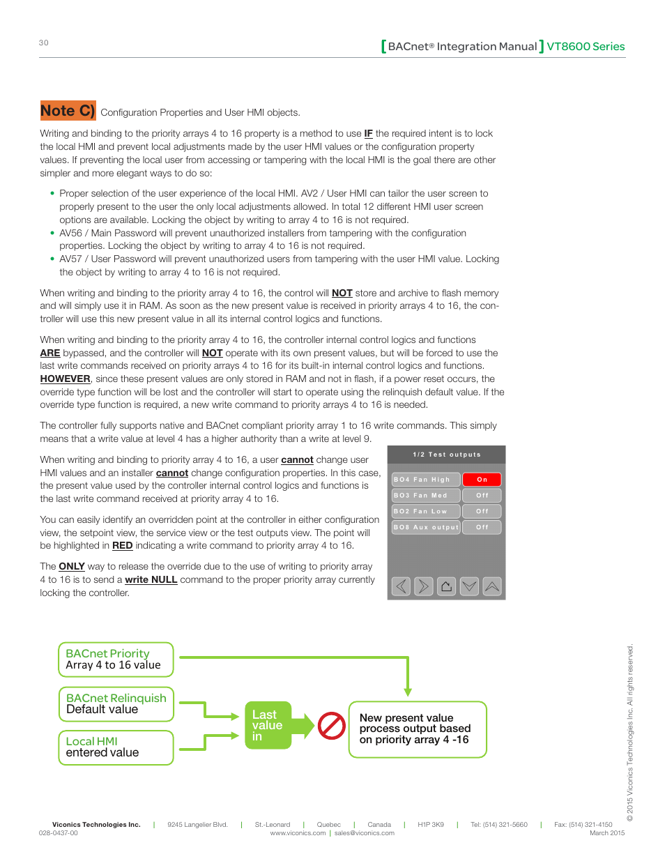 Vt8600 series bacnet, Integration manual | Viconics VT8600 Series BACnet Integration Guide User Manual | Page 30 / 41