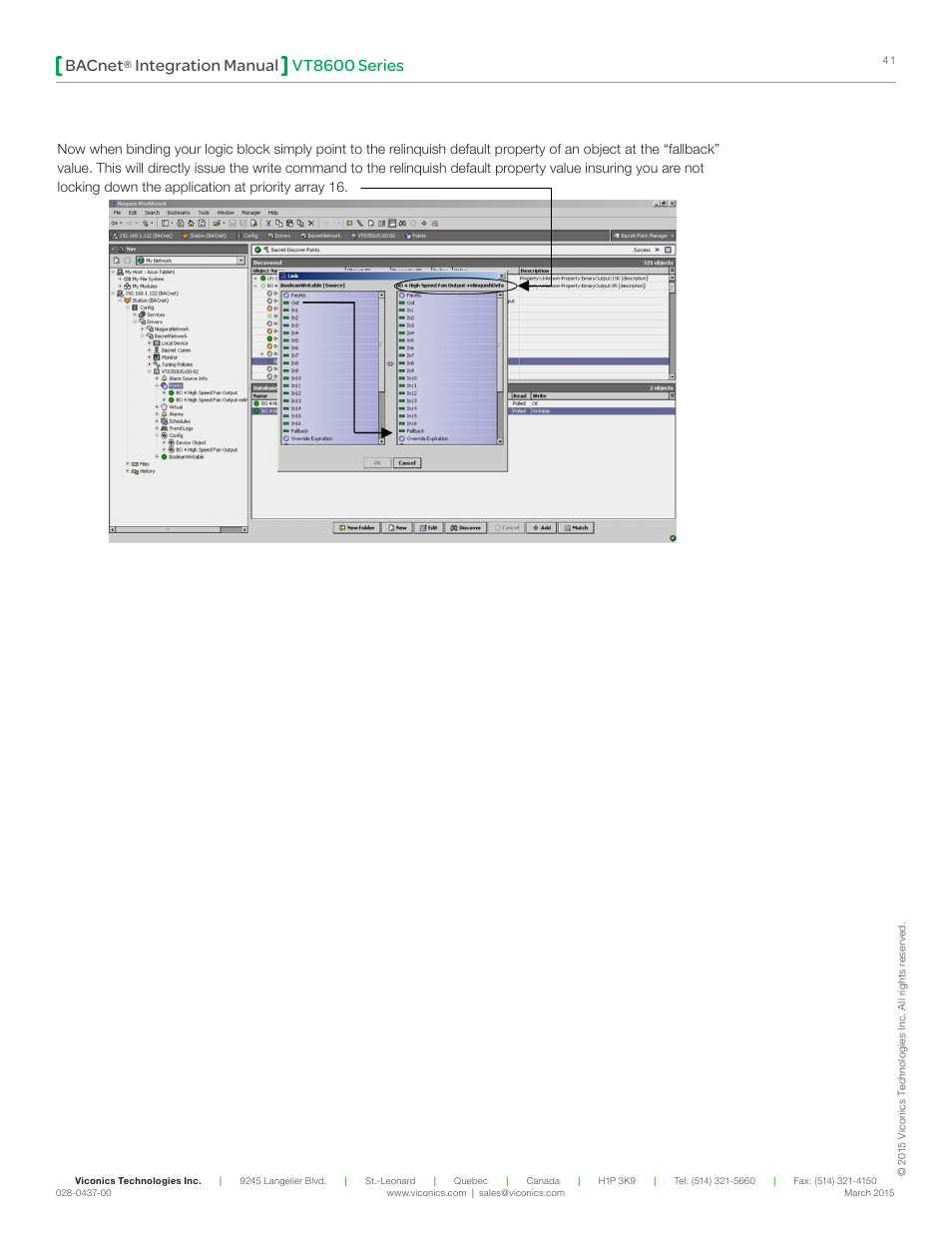 Vt8600 series bacnet, Integration manual | Viconics VT8600 Series BACnet Integration Guide User Manual | Page 41 / 41