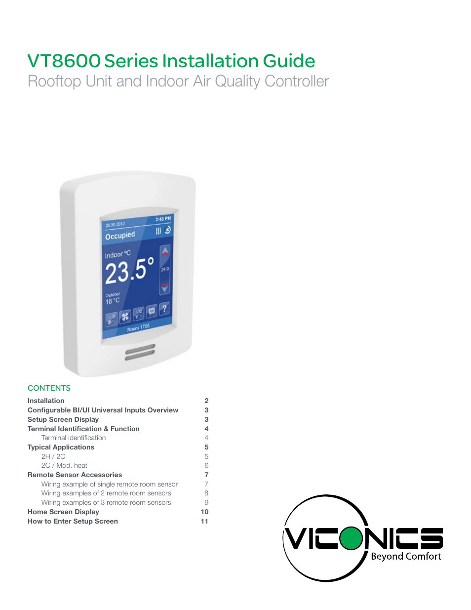 Viconics VT8600 Installation Guide User Manual | 12 pages