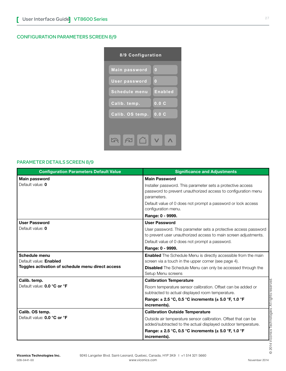 Vt8600 series, User interface guide | Viconics VT8600 User Interface Guide User Manual | Page 27 / 47