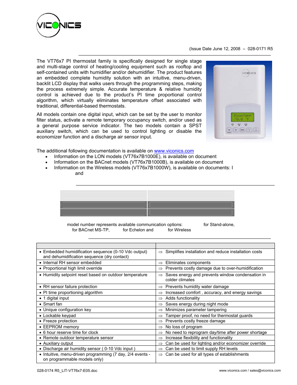 Viconics VT7607 BACnet Integration Guide (First Release 1000 Series) User Manual | 23 pages