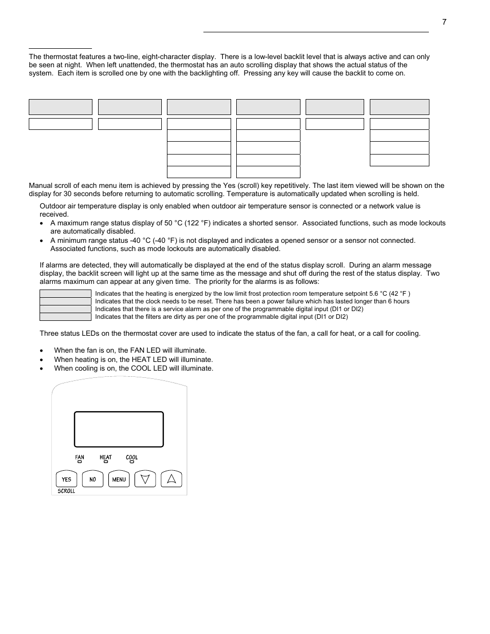 7 programming and status display instructions, Status display, Sequence of auto-scroll status display | Viconics VT7607 BACnet Integration Guide (First Release 1000 Series) User Manual | Page 7 / 23