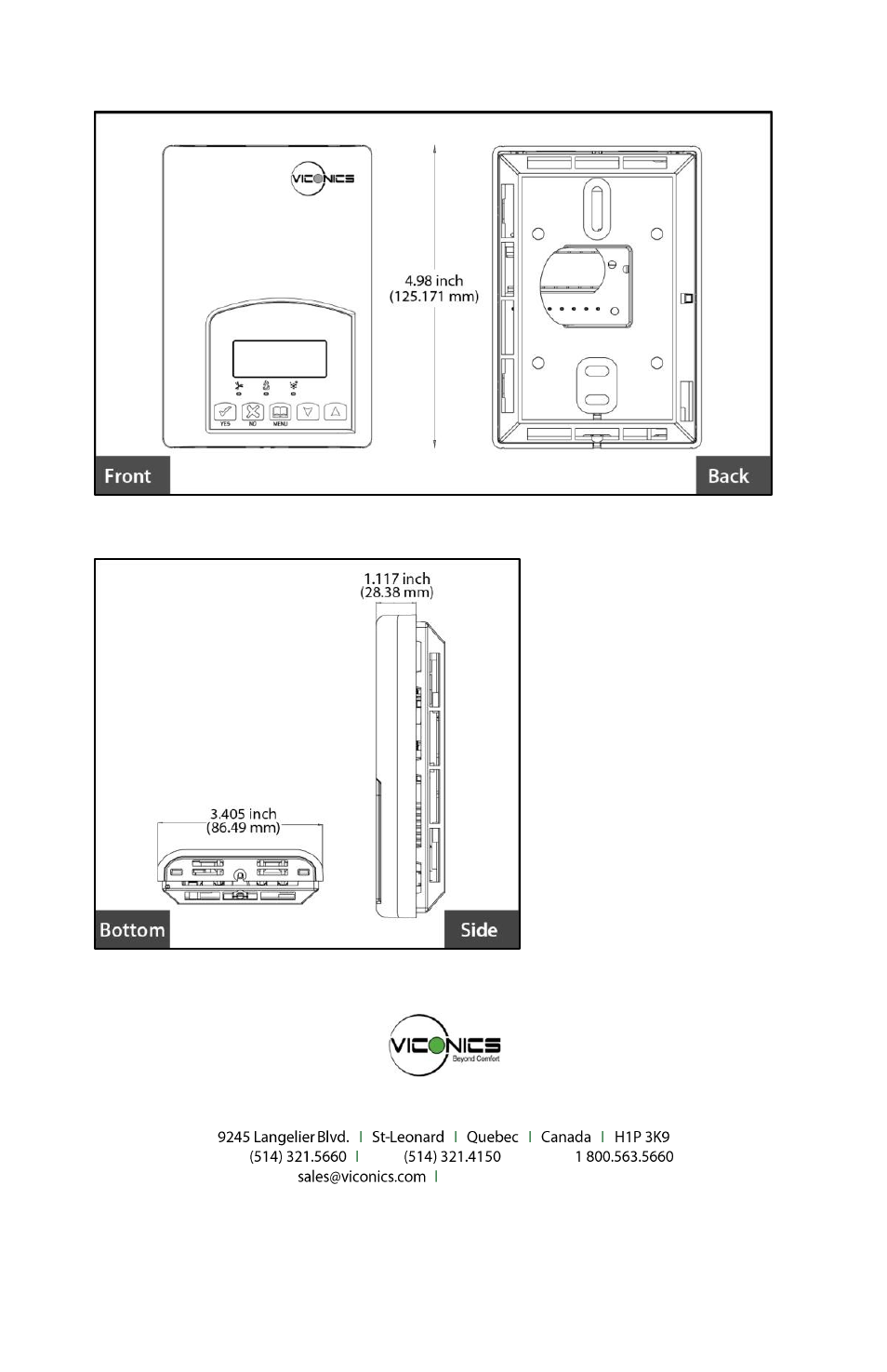 Drawing & dimensions | Viconics VT7607 Installation Manual User Manual | Page 36 / 36