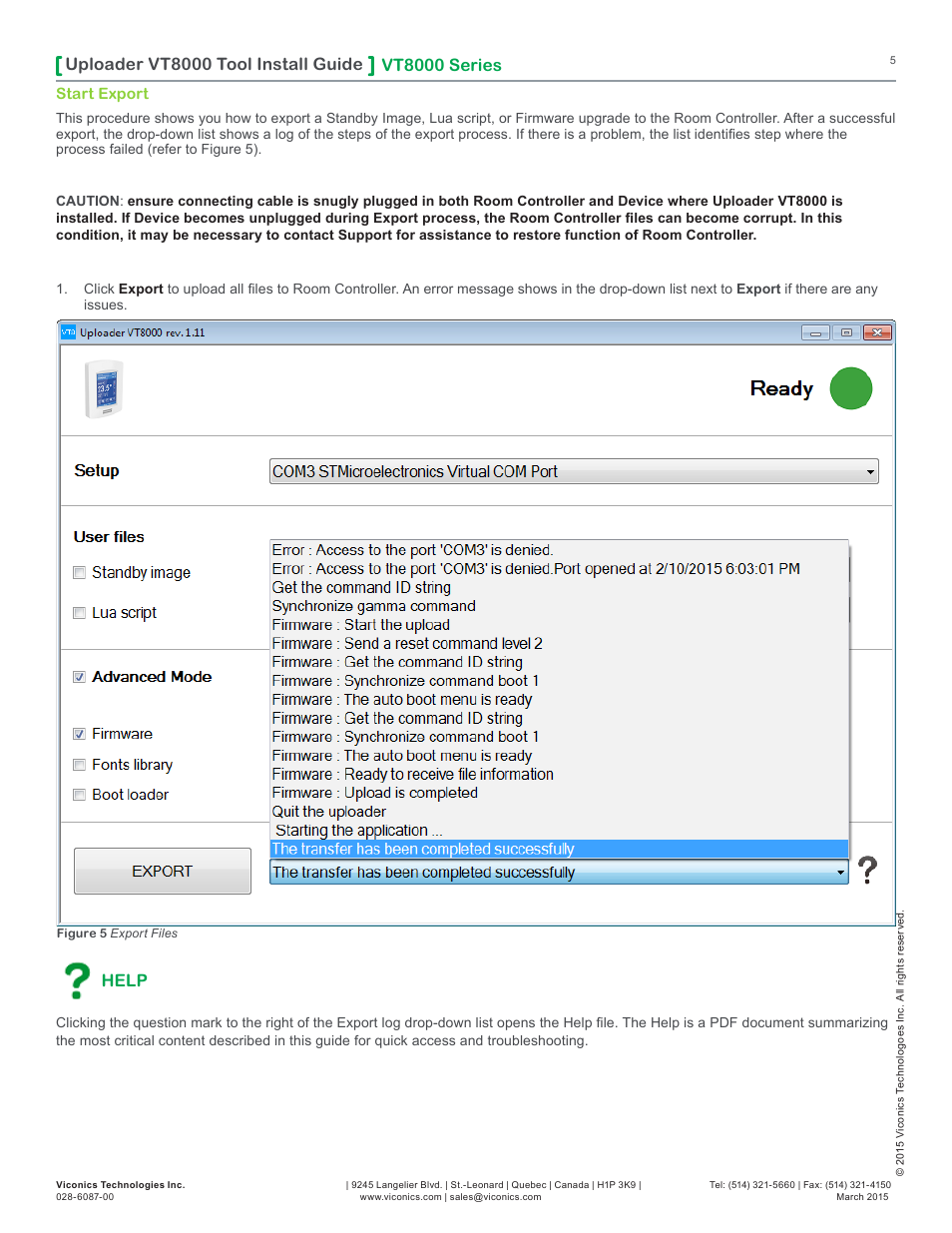 Help | Viconics VT8000 Series Uploader Tool User Manual | Page 5 / 5